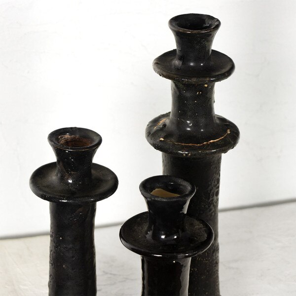 Black Pottery Candlestick